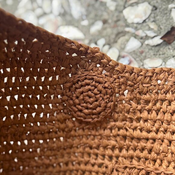 Helen Kaminski Australia Raffia Crochet Shoulder Bag Tan Brown Leather Strap - Picture 5 of 13